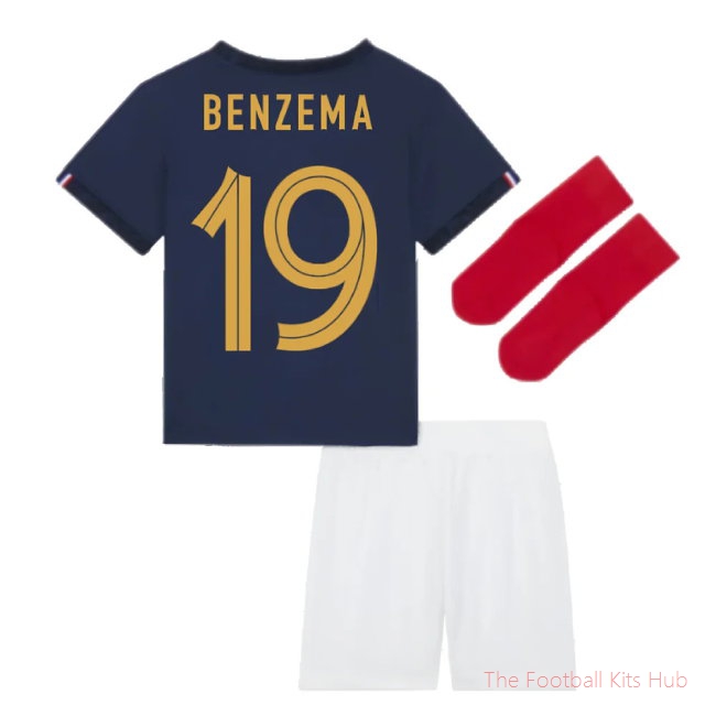 2022-2023 France Home Little Boys Mini Kit (Benzema 19)-unisoccer store